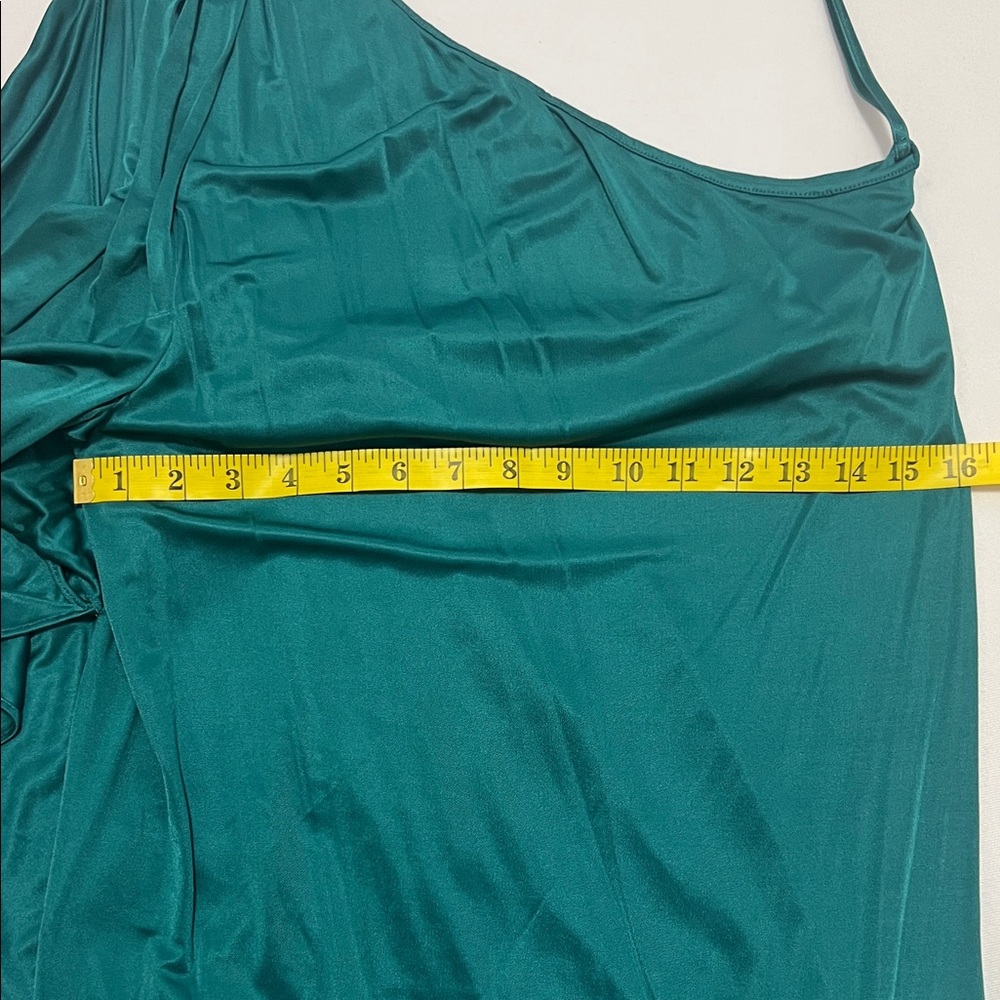 BCBGMaxAzria Teal DRAPE ONE SHOULDER ACETATE JERSEY DRESS - Picture 6 of 10